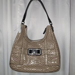 GUESS  LEATHER  Crocodile-Embossed LEATHER HOBO Shoulder Bag